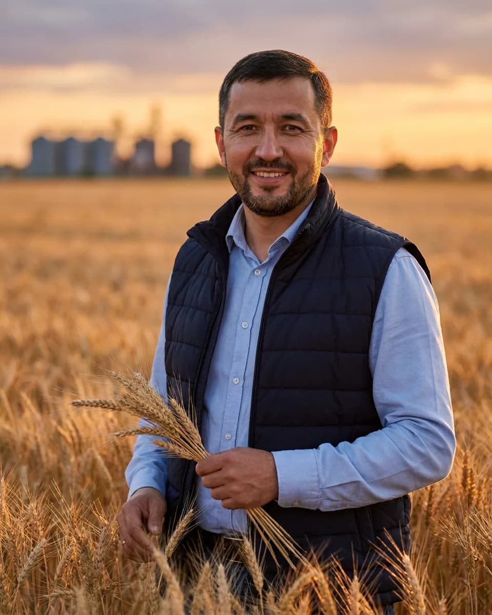 Company director in a field